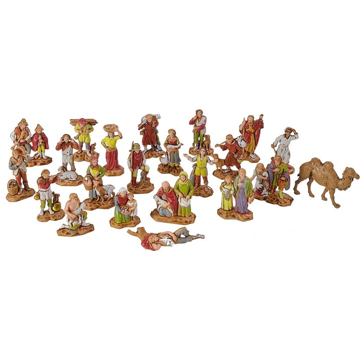21 Personajes + camello cm 3,5 -Estatuas belén Landi Moranduzzo