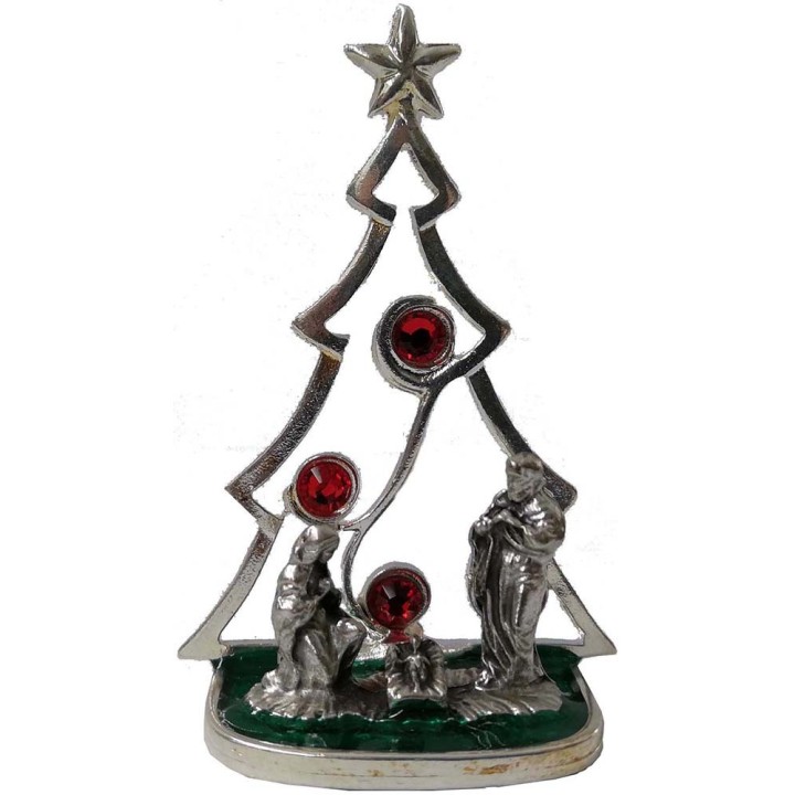 Natività con albero in metallo cm 3,4x2,4x5,4 h