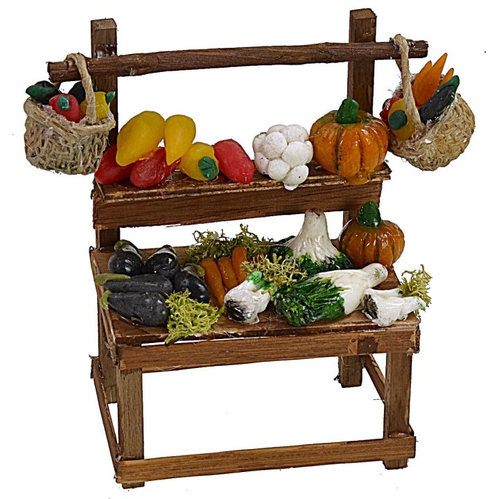 Bench with fruit and vegetables in wax cm 10x5,5x12 h