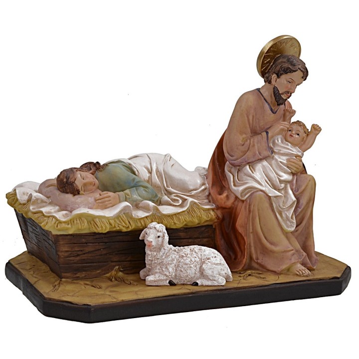 Natività sdraiata in resina cm 28,5x16,5x22 h