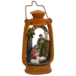 Lantern with illuminated Nativity cm 14x9,5x27 h