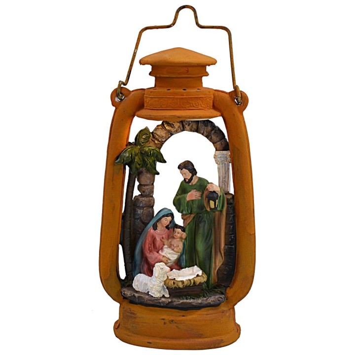 Lantern with illuminated Nativity cm 14x9,5x27 h