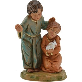 Bambini con agnello 12 cm Fontanini