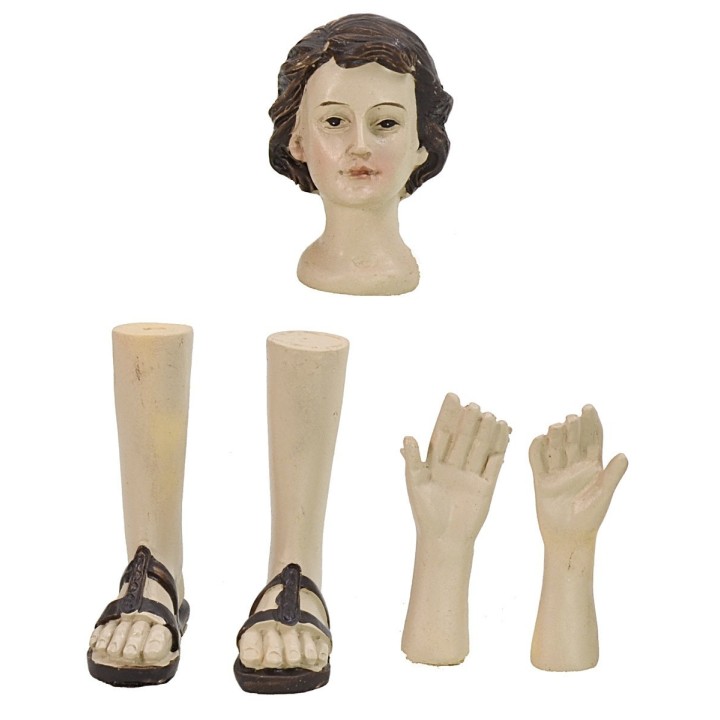 Tre set testa, mani, piedi per statue cm 14-15 h
