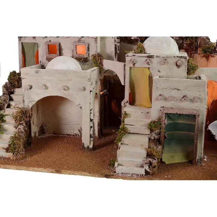 Belén árabe iluminado con campamento en funcionamiento cm 72x41x45 h