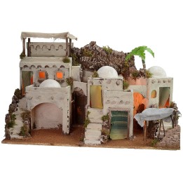 Belén árabe iluminado con campamento en funcionamiento cm 72x41x45 h