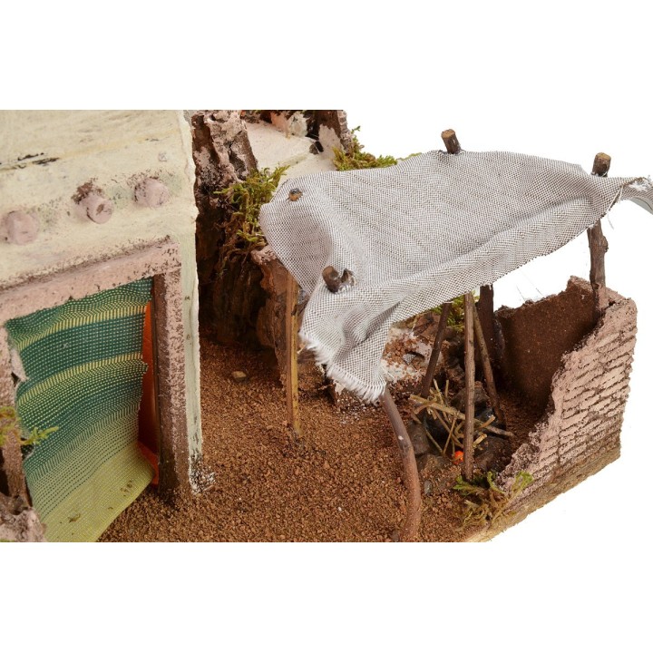 Presepe arabo illuminato con bivacco funzionante cm 72x41x45 h