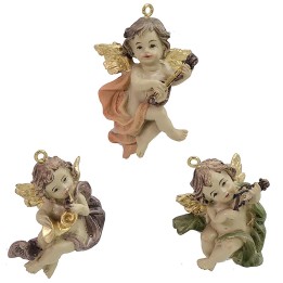 Set di 3 puttini da appendere in resina 5 cm