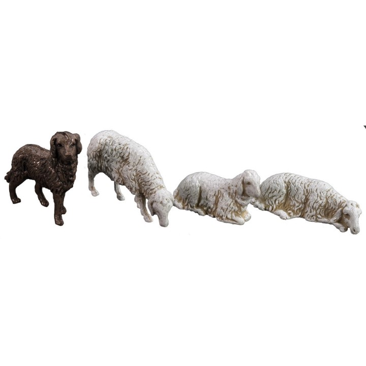 Dog + goat + 6 Landi Moranduzzo sheep for statues 10 cm