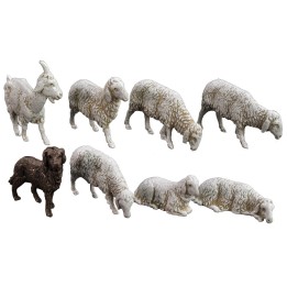 Dog + goat + 6 Landi Moranduzzo sheep for statues 10 cm