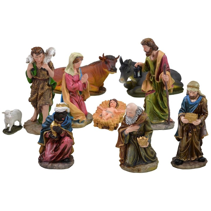 Natividad 10 figuras en resina h 50 cm