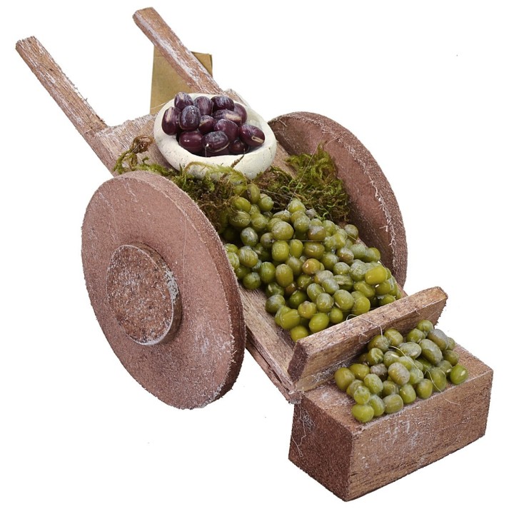 Wooden wagon with olives cm 14,5x5, 2x5,5h