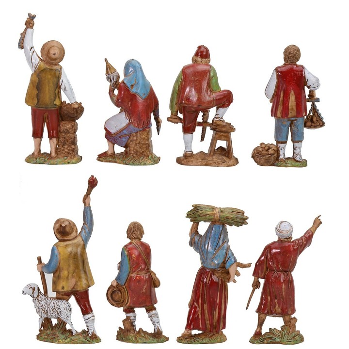 Set 8 estatuas para belén 8 cm Landi Moranduzzo personajes