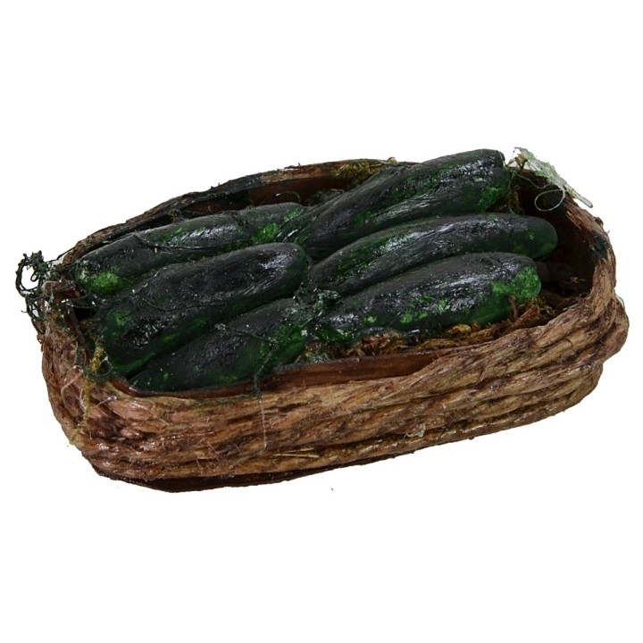 Cesta de madera con calabacines cm 4,3x3x1 h