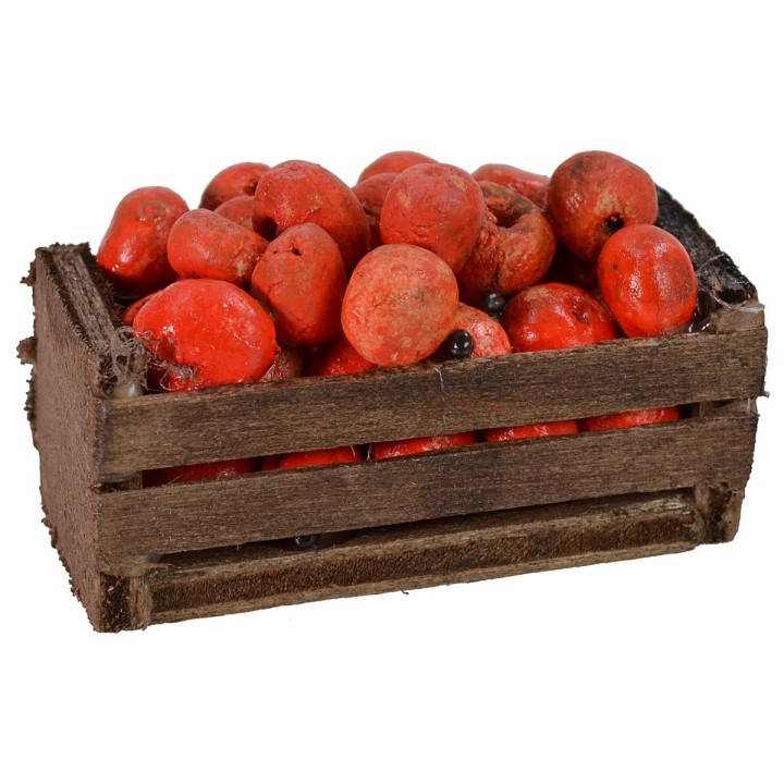 Caja de madera con manzanas cm 4,5x3x3 h