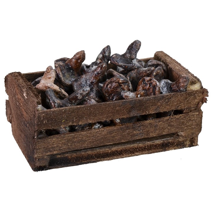 Cassetta in legno con funghi cm 4,8x2,8x2,8 h