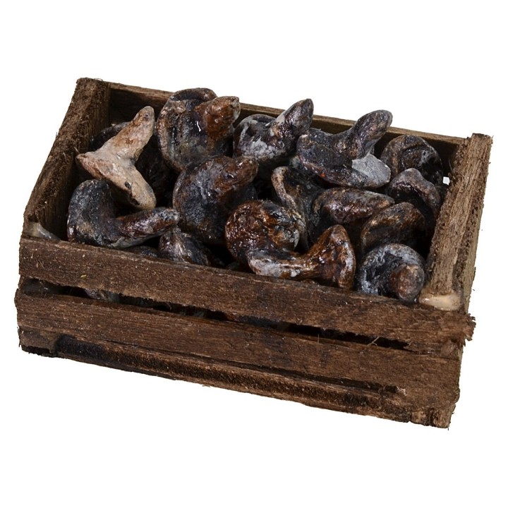 Caja de madera con setas cm 4,8x2,8x2,8 h