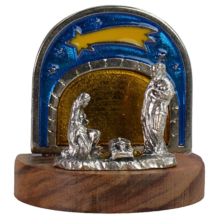 Natividad con cielo estrellado en metal cm 3,7x2,6x3,7 h