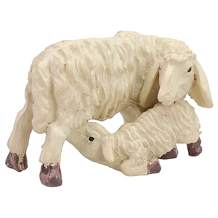 Pecora con agnello cm 4,1x2,4x2,8 h per statue h 8-10 cm