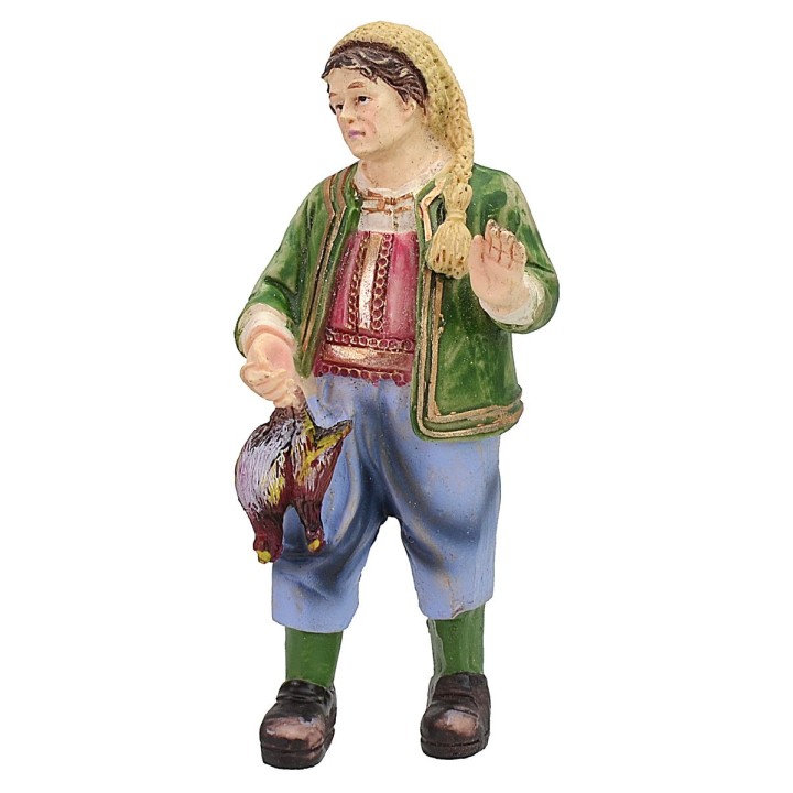 Granjero con caza 10 cm en resina