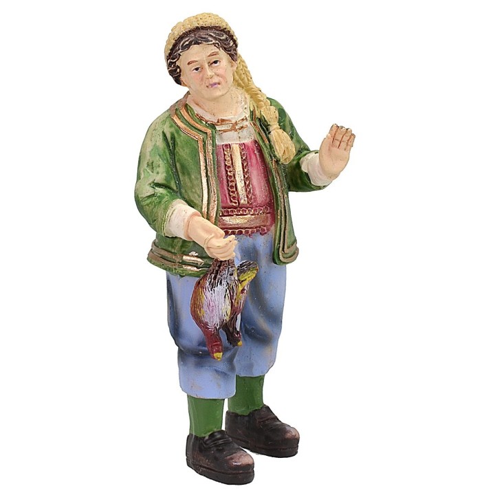 Farmer with game 10 cm in resin
