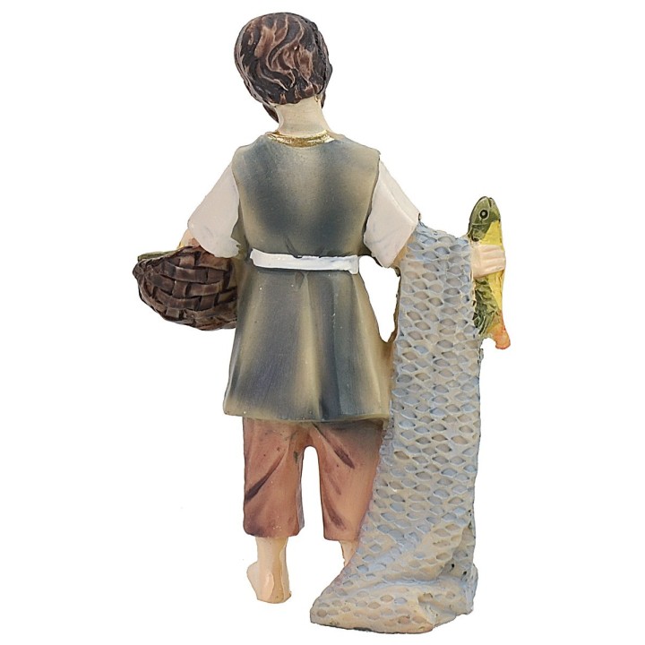 Pescatore con rete 8,5 cm in resina