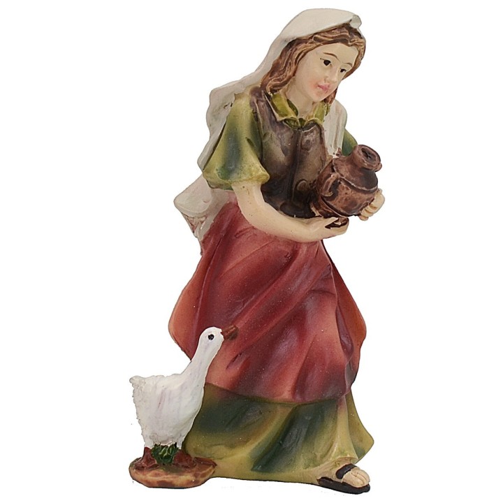 Woman with goose and amphora 8 cm in resin