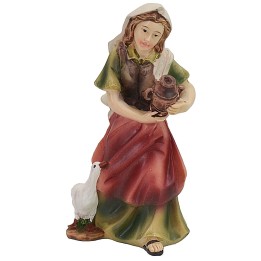 Woman with goose and amphora 8 cm in resin