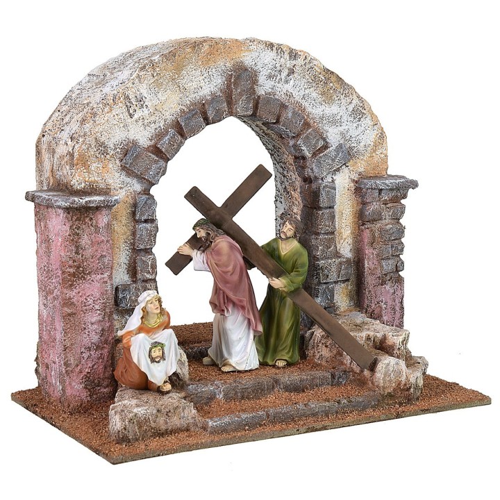 Arco attraversato da Cristo con la croce a spalle 25x15x22 h