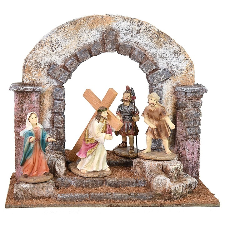 Arch crossed by Christ with the cross on his shoulders 25x15x22