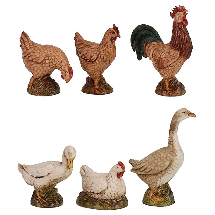 Set 6 animali da cortile serie Landi cm 12-13