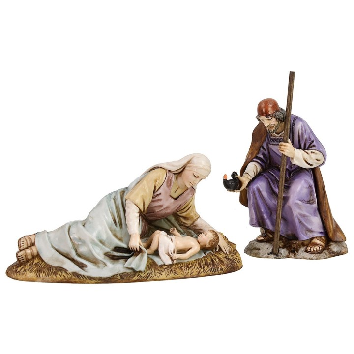 Natividad San José sentado y María acostada 13 cm Landi