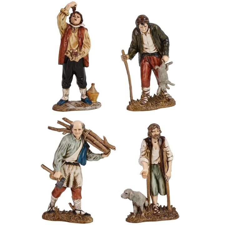 Juego de 4 personajes Napolitanos de 12 cm Landi Moranduzzo