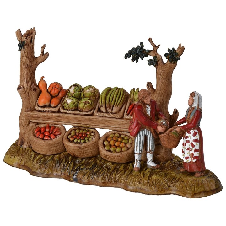 Greengrocer with woman 6 cm series Landi Moranduzzo
