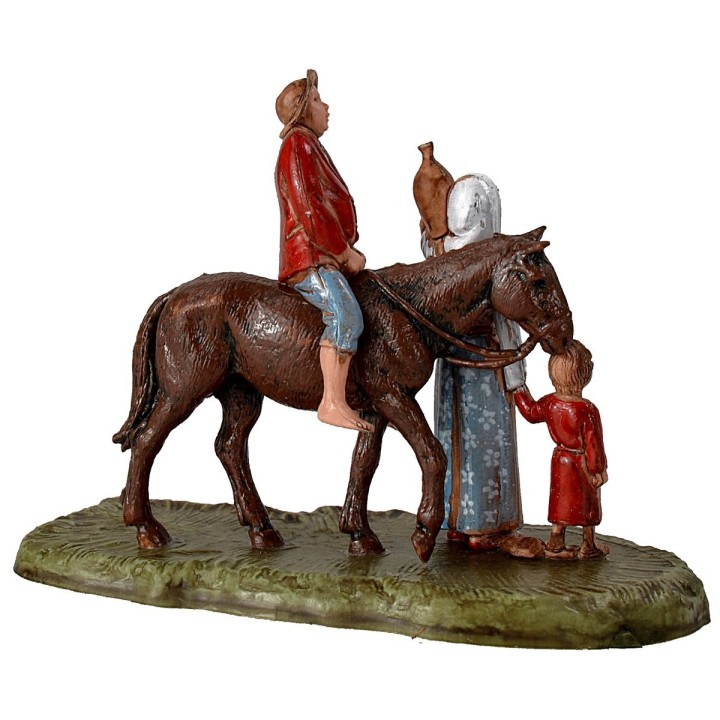 Uomo a cavallo e donna con bimba serie 6 cm Landi Moranduzzo