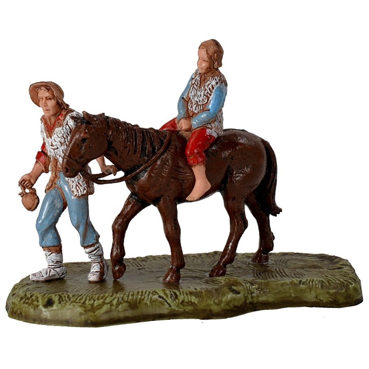 Uomo con bimbo a cavallo serie 6 cm Landi Moranduzzo