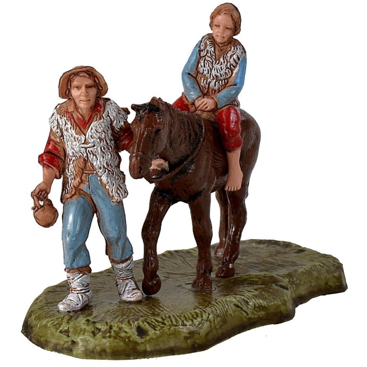 Hombre con niño a caballo serie 6 cm Landi Moranduzzo