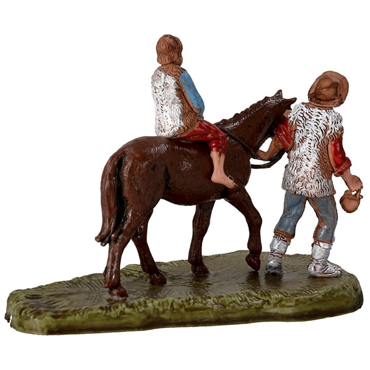 Hombre con niño a caballo serie 6 cm Landi Moranduzzo