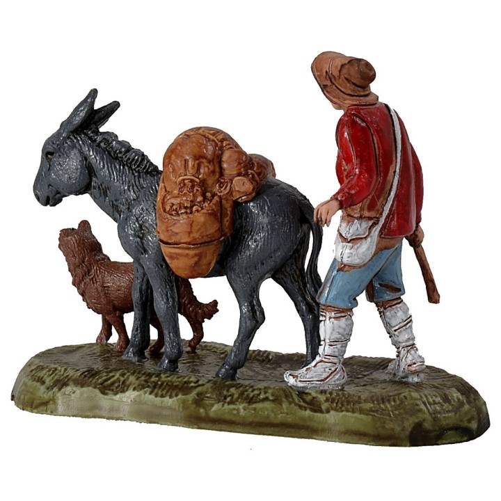 Escena viajero con burro y perro serie 6 cm Landi Moranduzzo