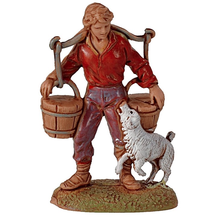 Young water carrier with dog 6 cm series Landi Moranduzzo