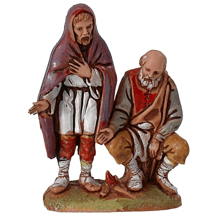 Two shepherds by the fire 6 cm series Landi Moranduzzo