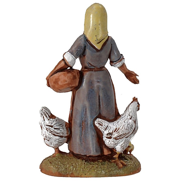 Campesina con gallinas serie 6 cm Landi Moranduzzo