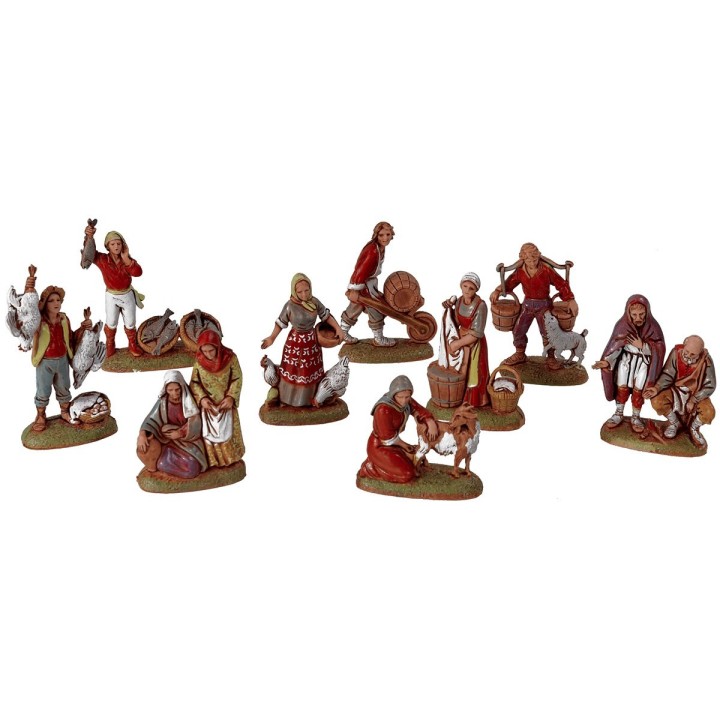 Set of 9 Neapolitan statues series 6 cm Landi Moranduzzo