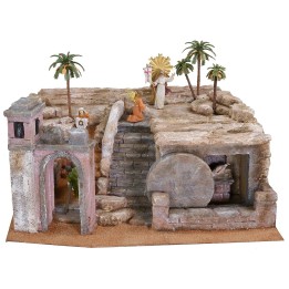 Pesebre de Pascua de 50x49x25 cm de altura completo con