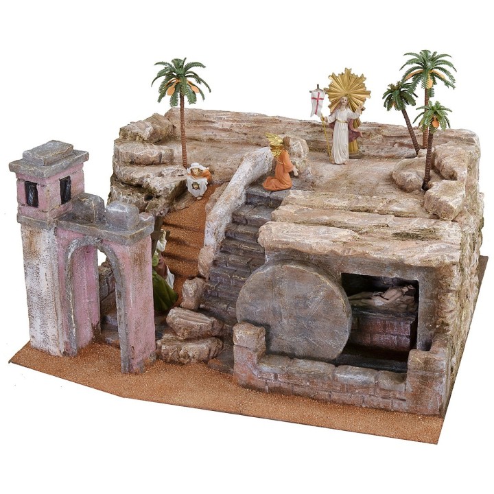 Presepe Pasquale cm 50x49x25 h completo di statue 9 cm