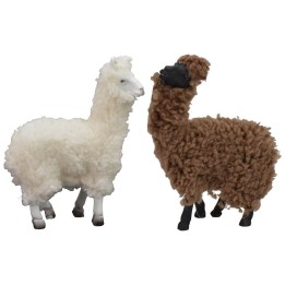 Pair of alpacas with wool for statues cm 10-12 h
