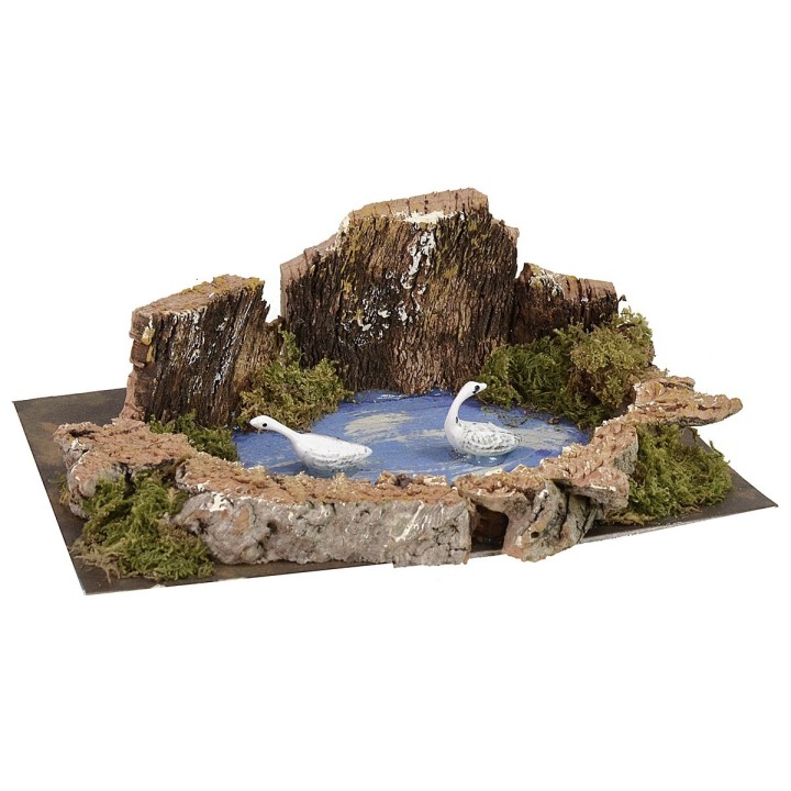 Pond with swans cm 15x10x5 h