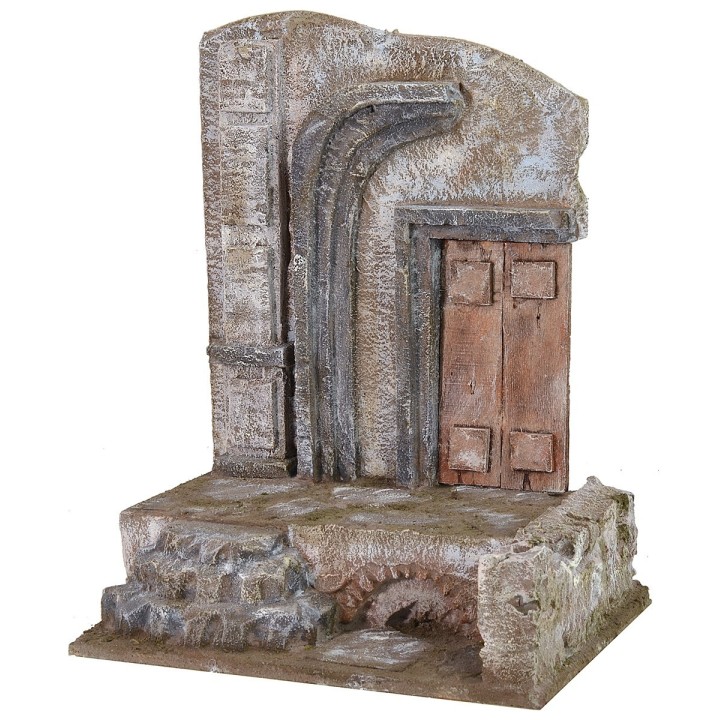 Rudere di tempio antico con portone cm 24x16,5x30 h per statue