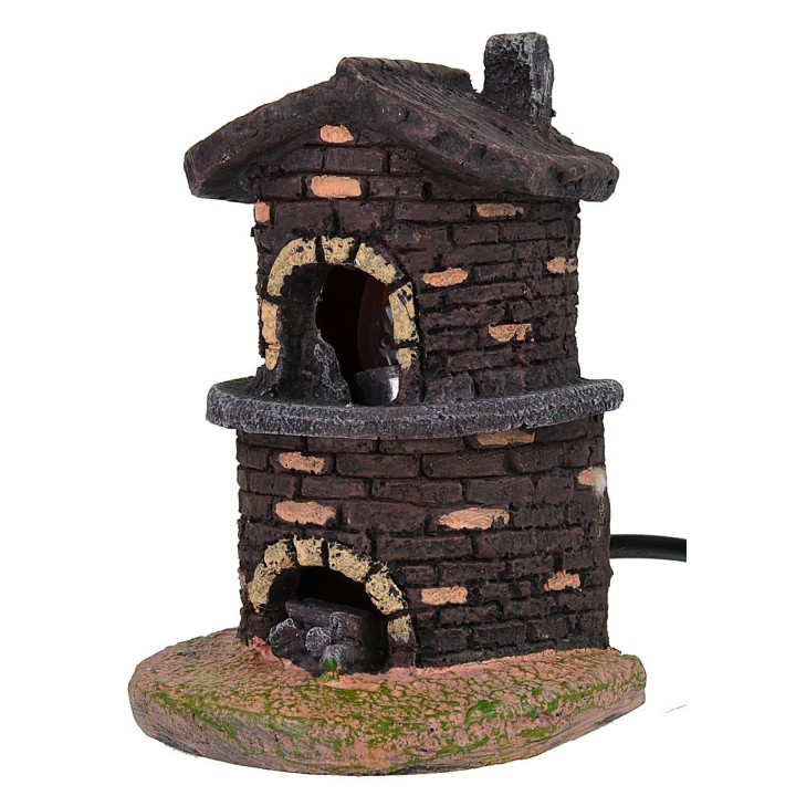 Horno semicircular con fuego funcionando de 8,5x7x12,5 cm h