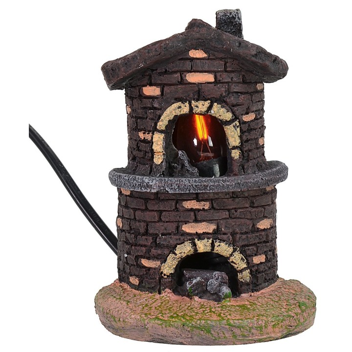 Horno semicircular con fuego funcionando de 8,5x7x12,5 cm h